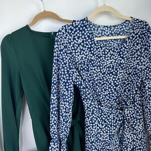 2 Relipop Women's Dresses Polka Dot Floral Print Long Sleeve Crewneck Ruffle